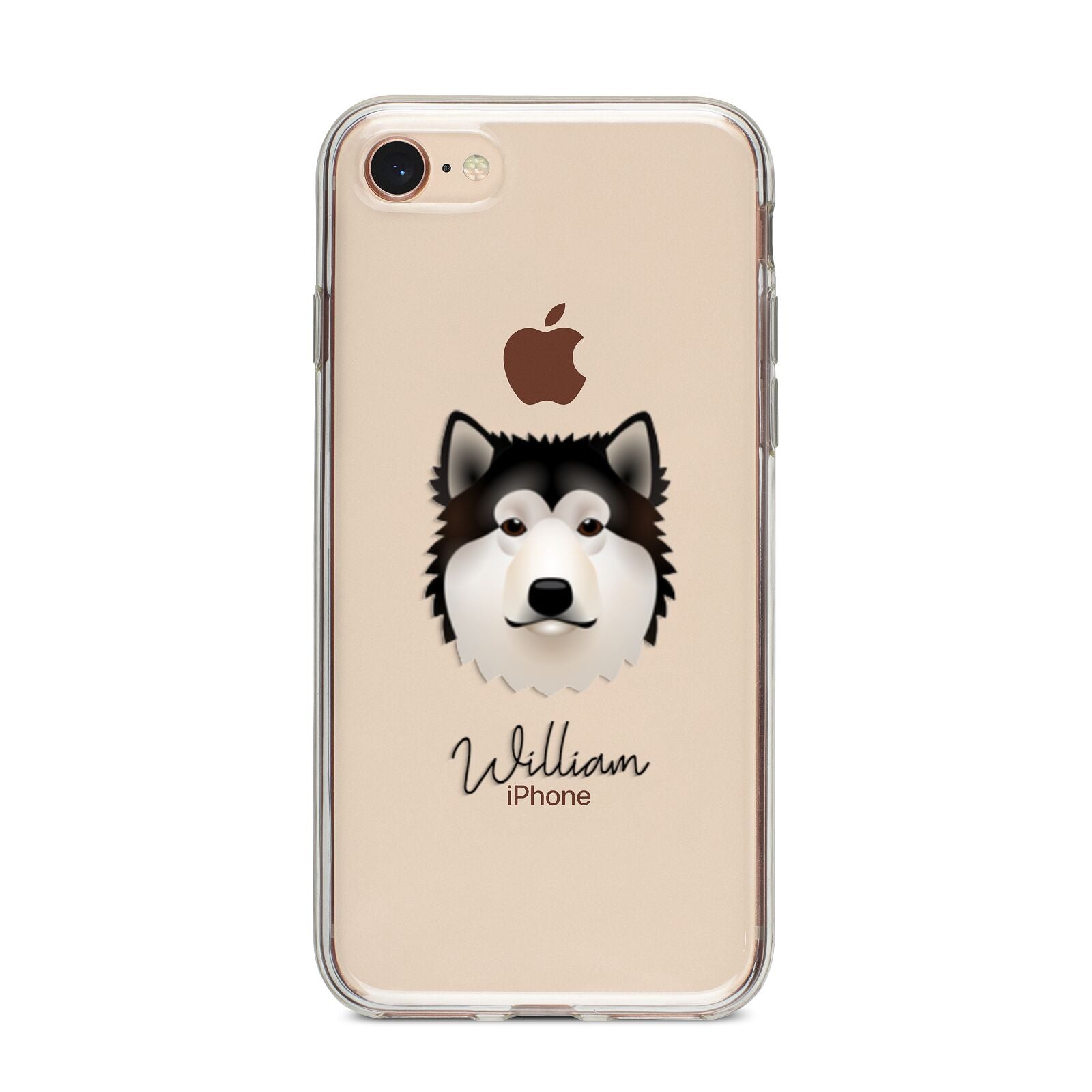 Alaskan Malamute Personalised iPhone 8 Bumper Case on Rose Gold iPhone