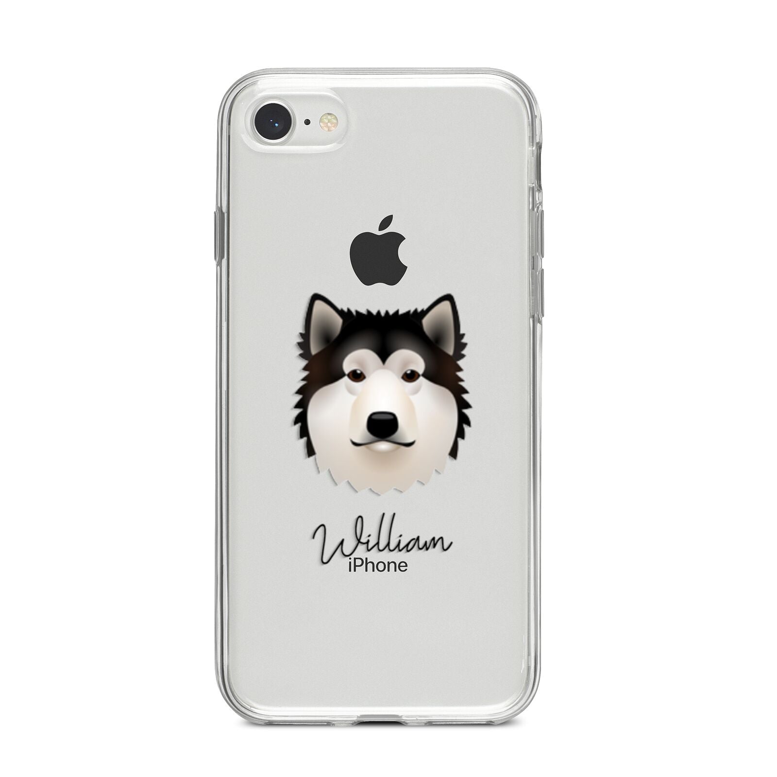 Alaskan Malamute Personalised iPhone 8 Bumper Case on Silver iPhone