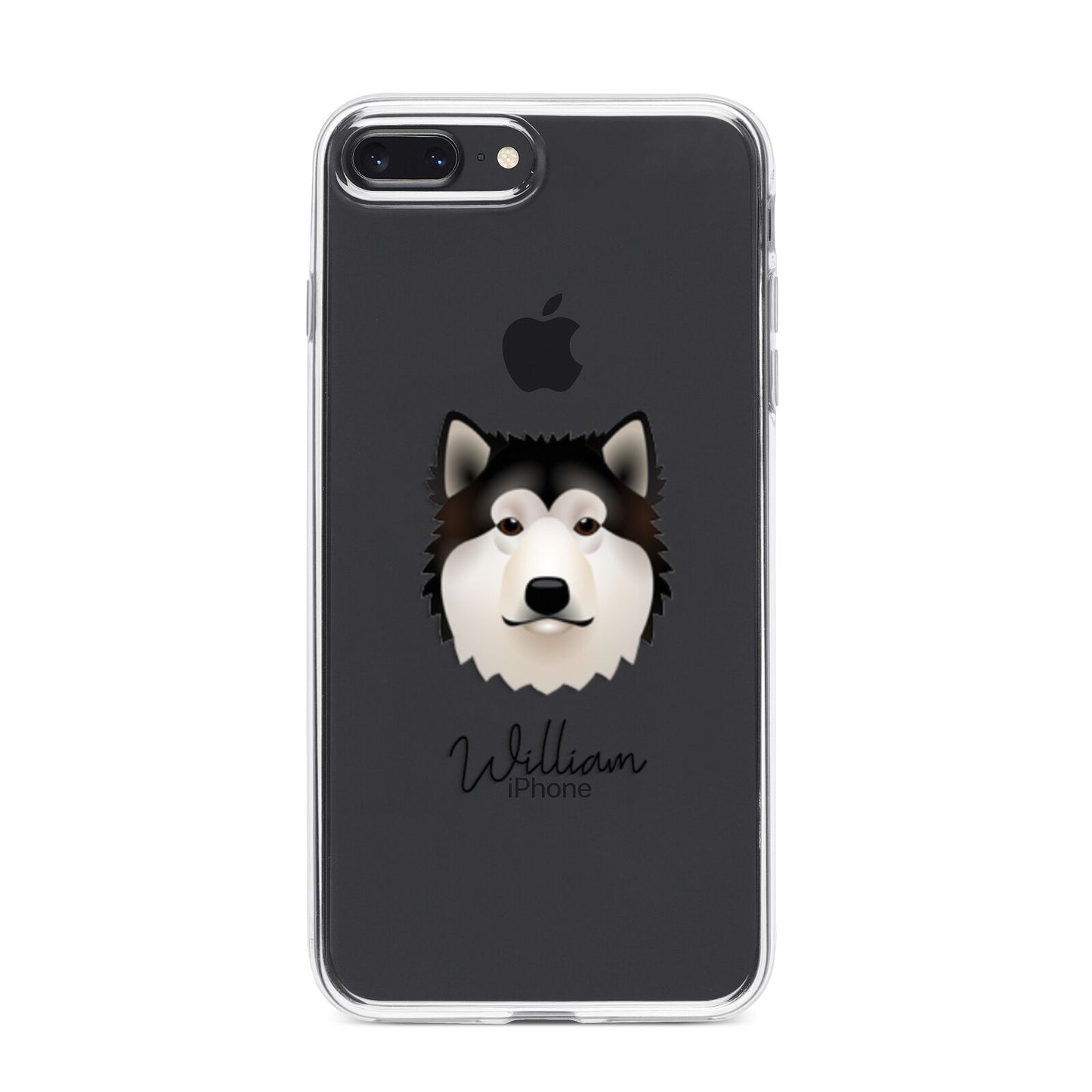 Alaskan Malamute Personalised iPhone 8 Plus Bumper Case on Black iPhone