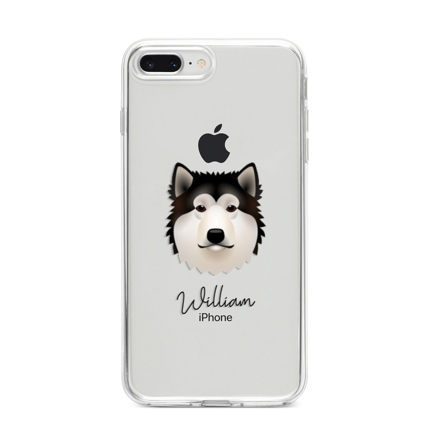 Alaskan Malamute Personalised iPhone 8 Plus Bumper Case on Silver iPhone
