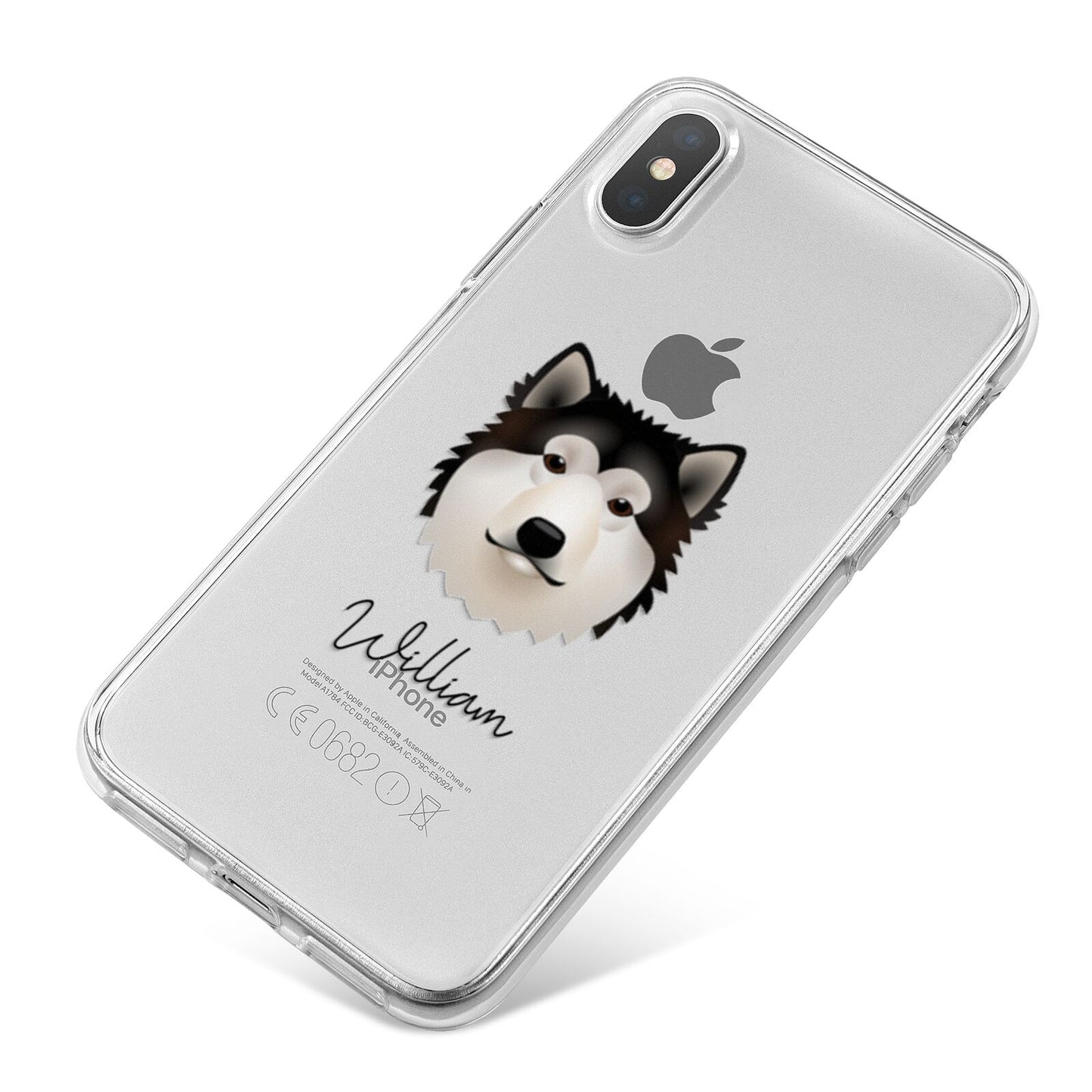 Alaskan Malamute Personalised iPhone X Bumper Case on Silver iPhone