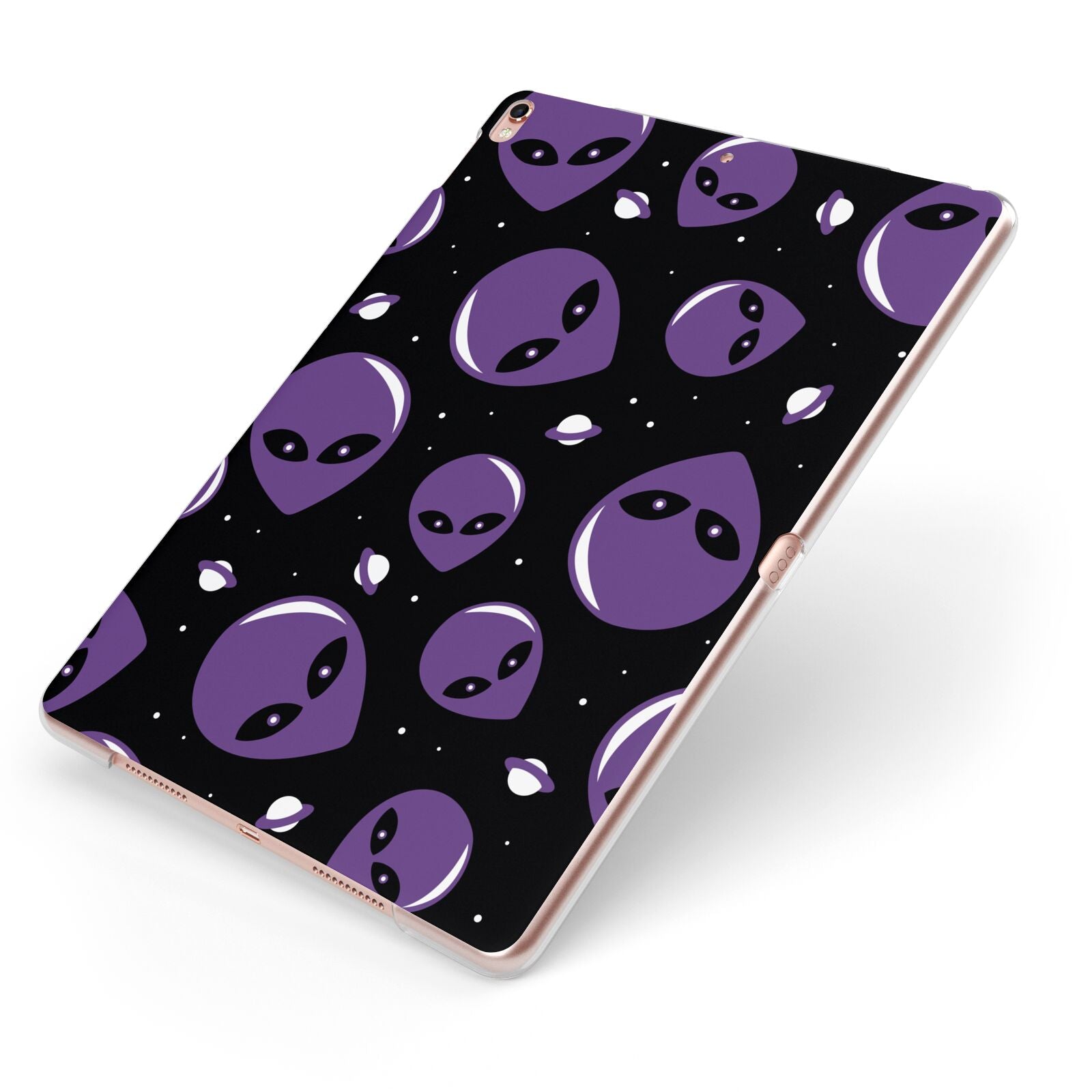 Alien Faces Apple iPad Case on Rose Gold iPad Side View