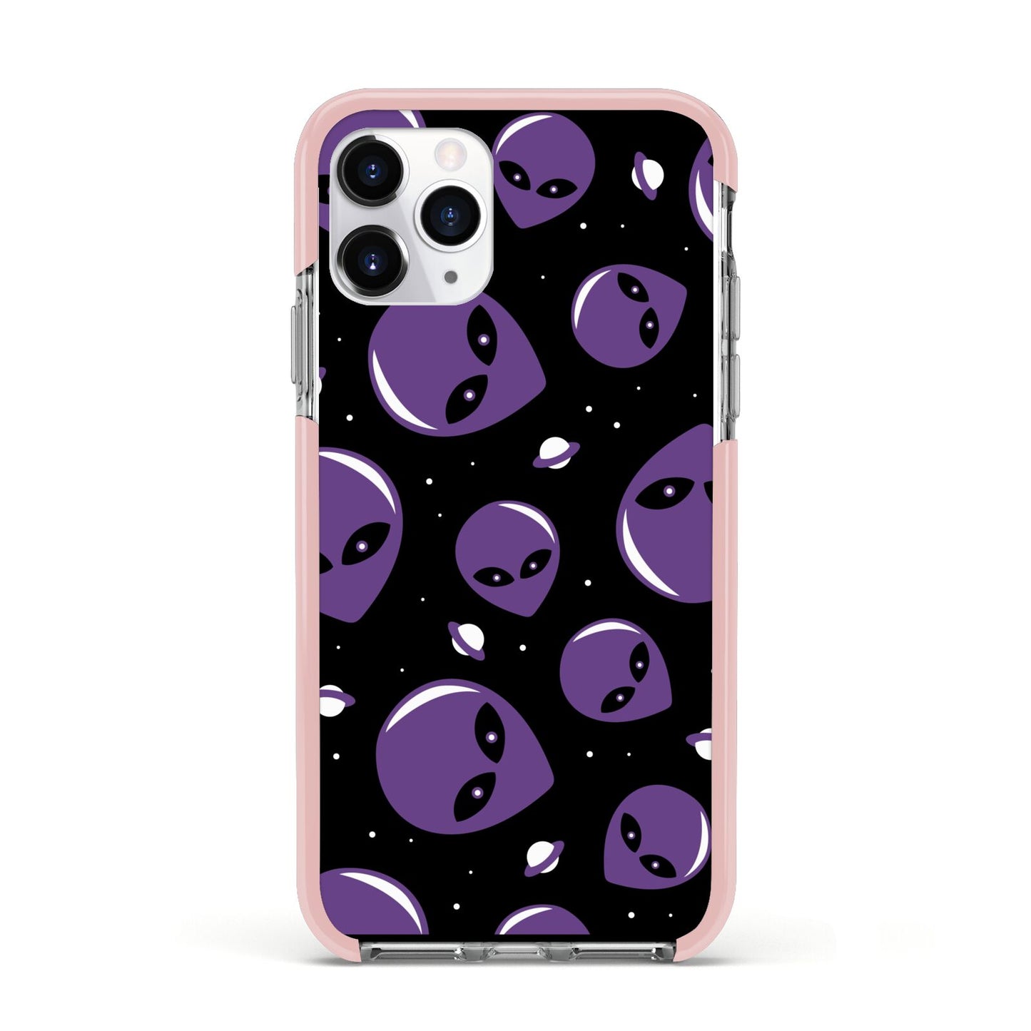 Alien Faces Apple iPhone 11 Pro in Silver with Pink Impact Case