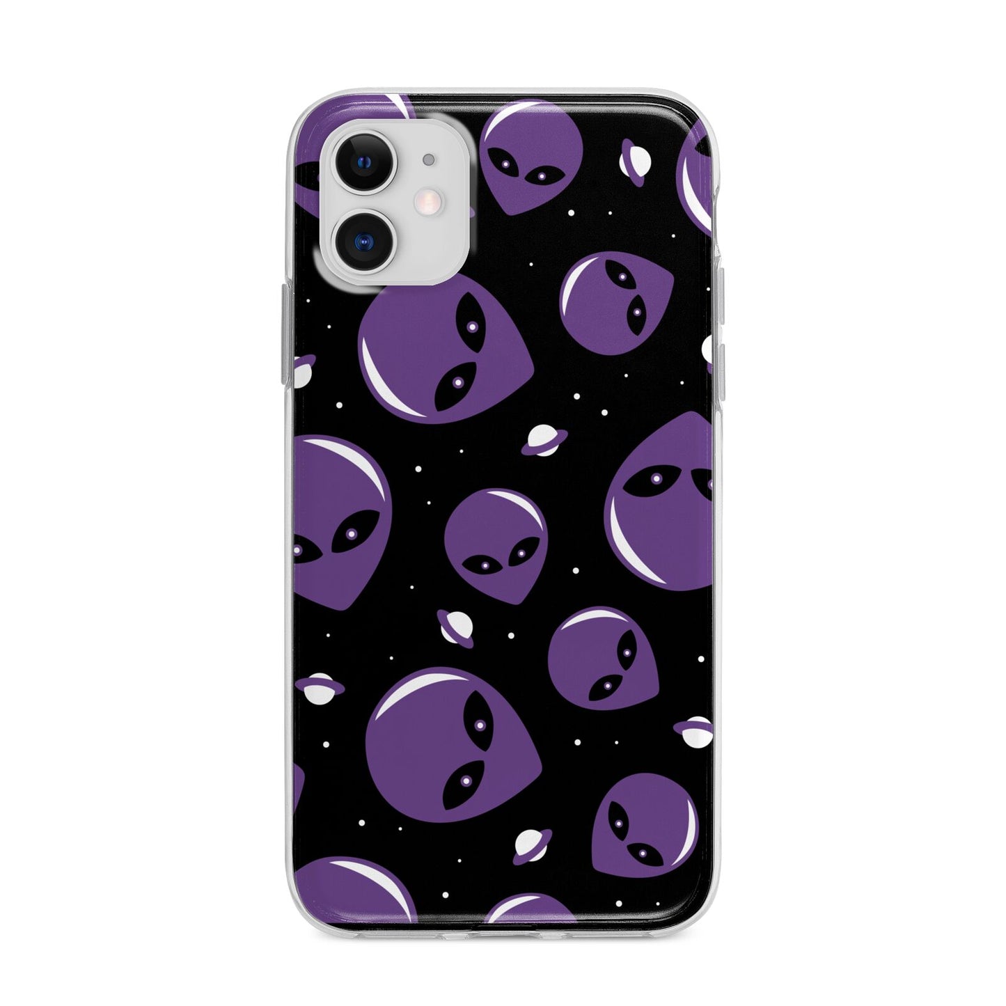 Alien Faces Apple iPhone 11 in White with Bumper Case