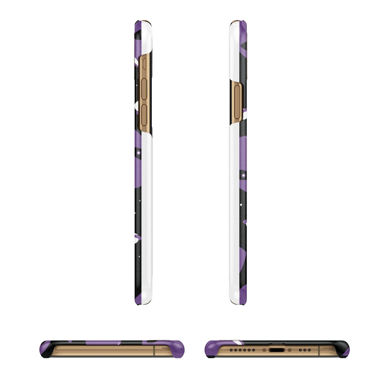 Alien Faces Apple iPhone Xs 3D Wrap Snap Case Angled Images