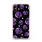 Alien Faces Apple iPhone Xs Impact Case Pink Edge on Gold Phone
