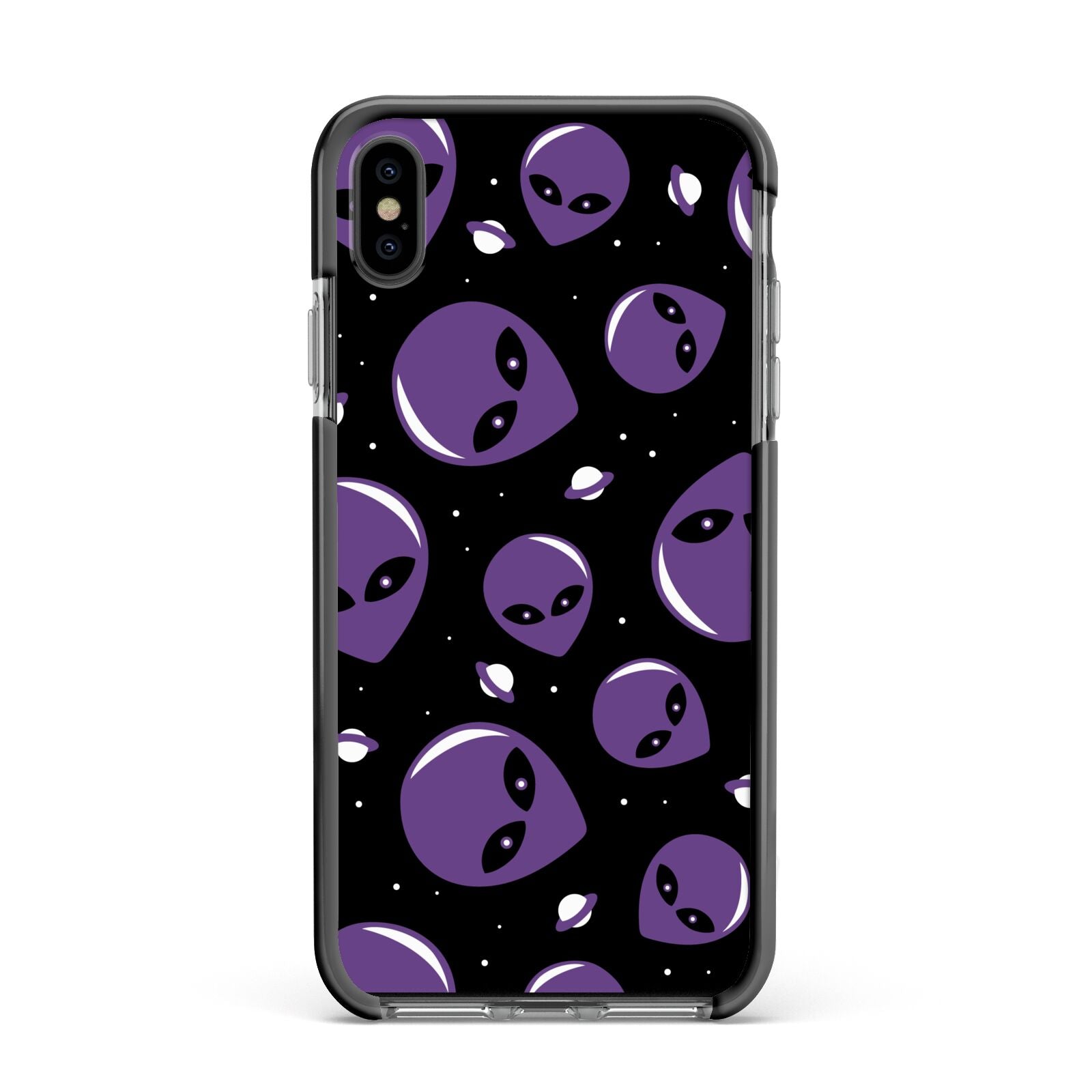 Alien Faces Apple iPhone Xs Max Impact Case Black Edge on Black Phone