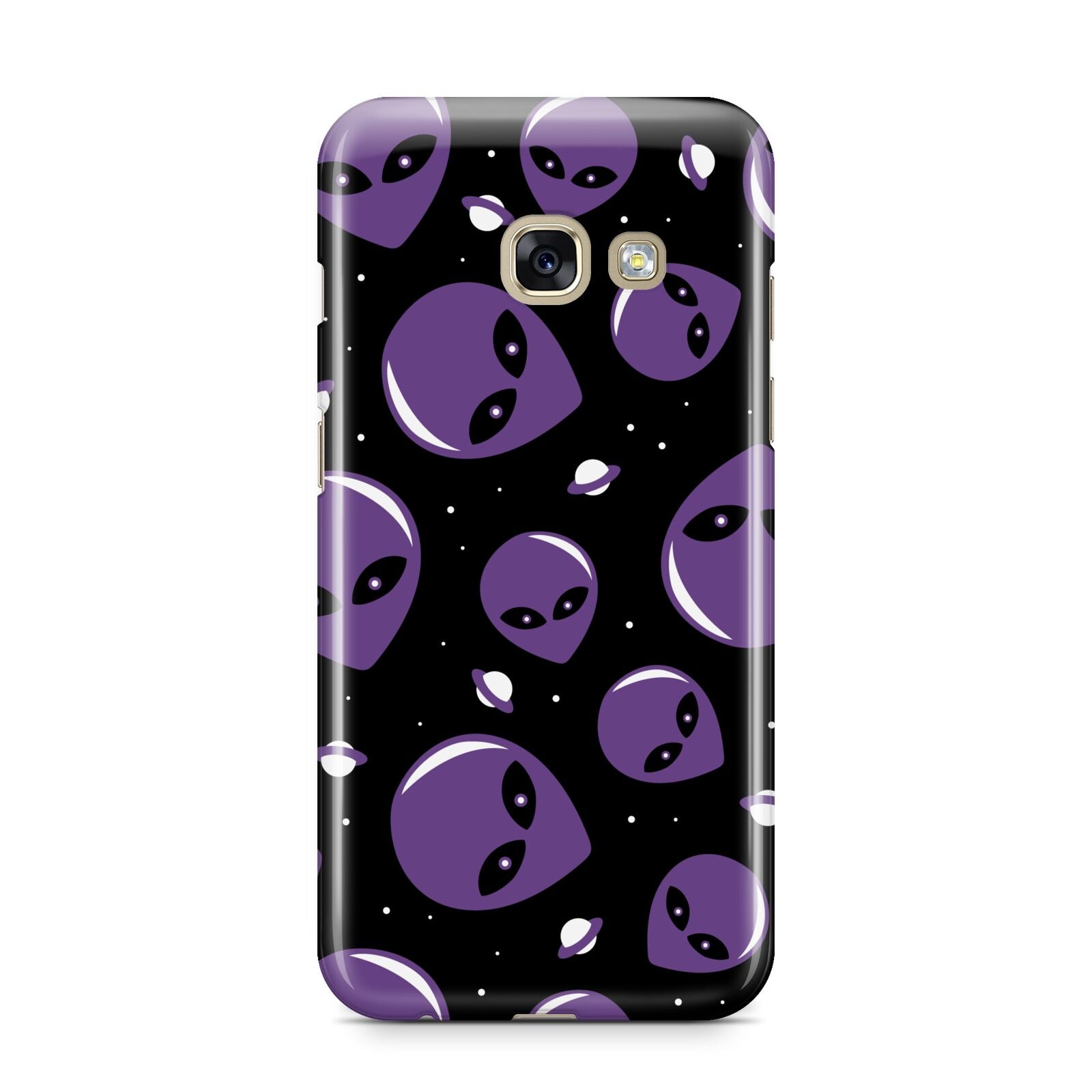 Alien Faces Samsung Galaxy A3 2017 Case on gold phone