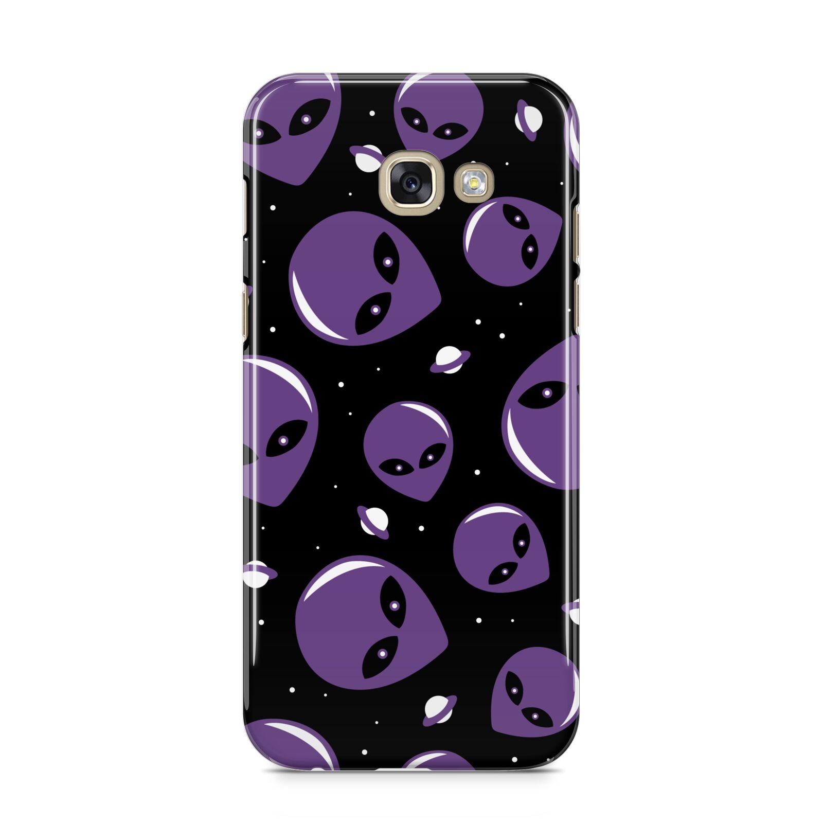 Alien Faces Samsung Galaxy A5 2017 Case on gold phone
