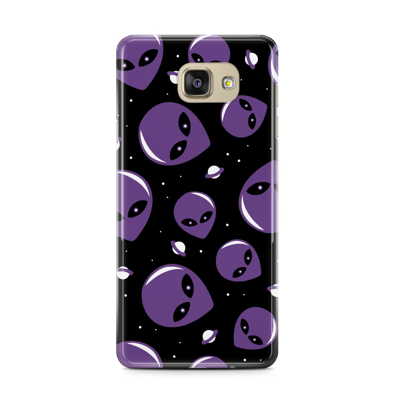 Alien Faces Samsung Galaxy A7 2016 Case on gold phone