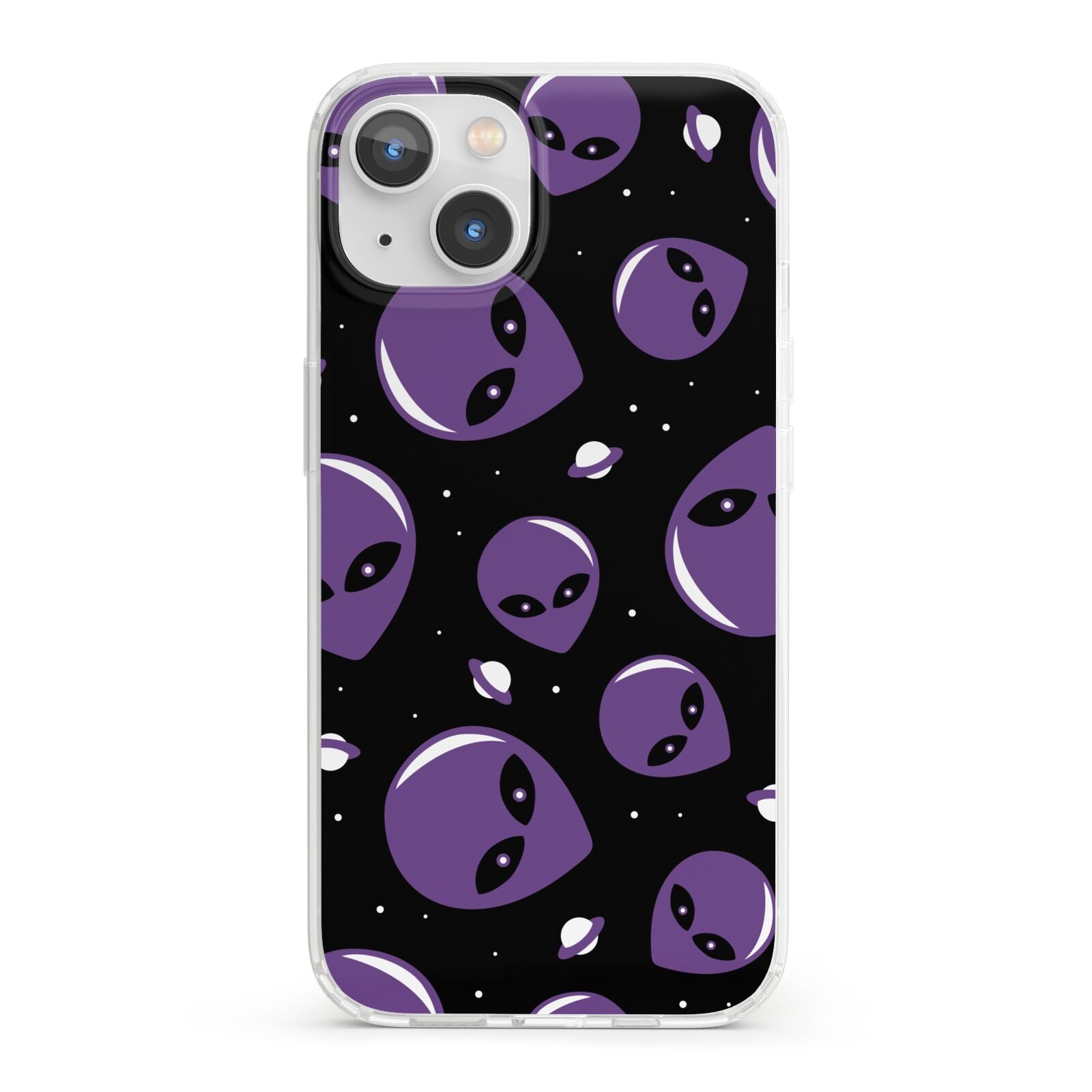 Alien Faces iPhone 13 Clear Bumper Case