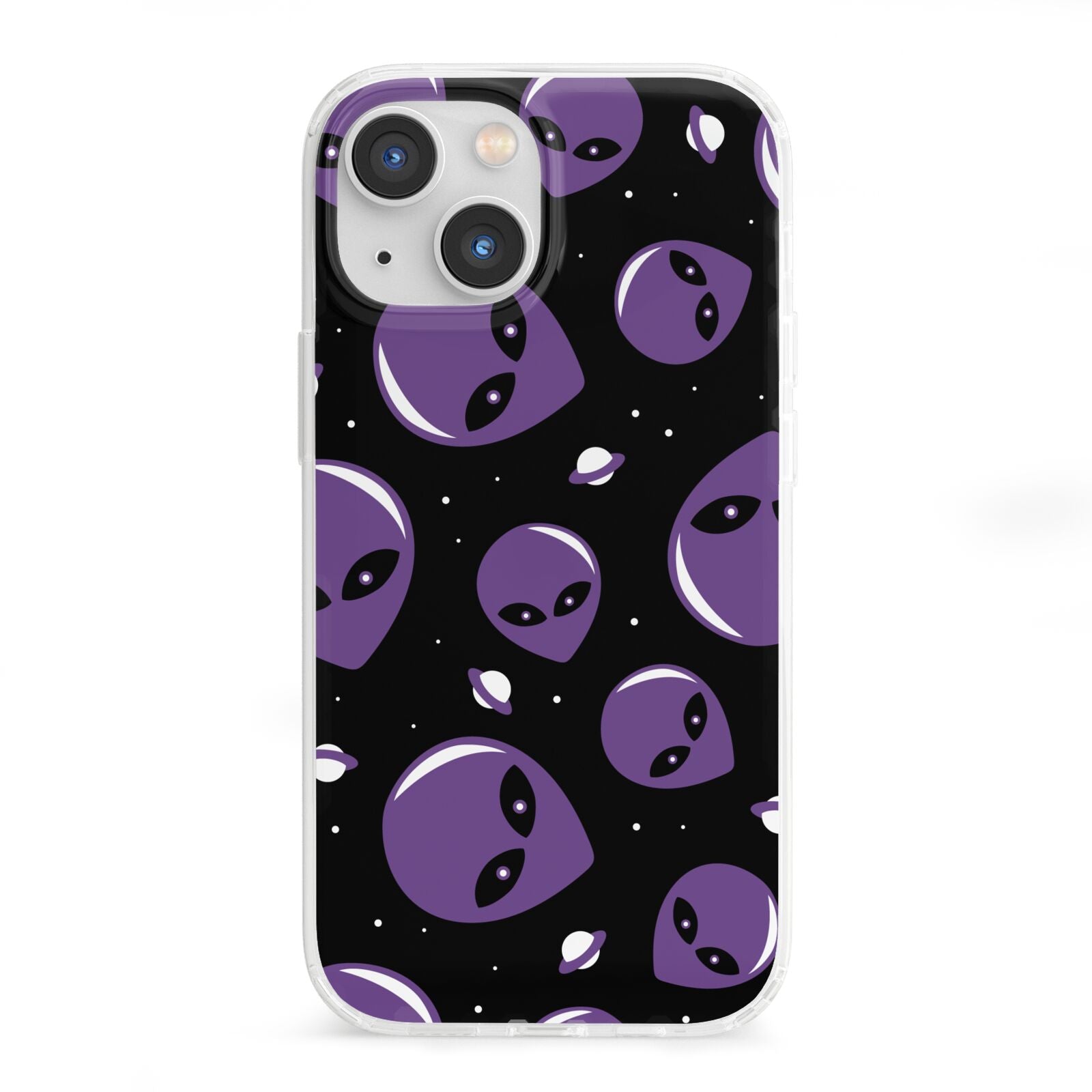 Alien Faces iPhone 13 Mini Clear Bumper Case