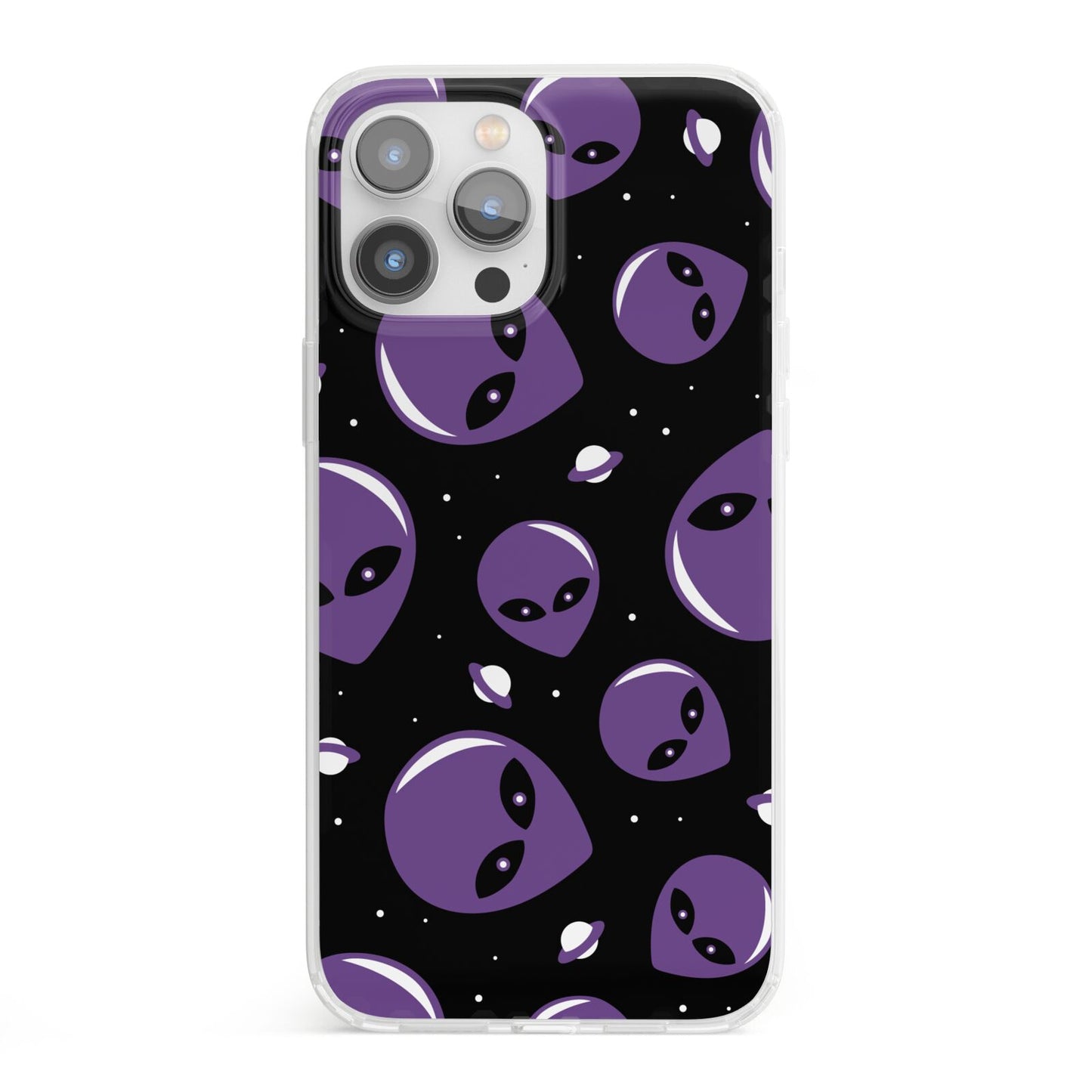 Alien Faces iPhone 13 Pro Max Clear Bumper Case