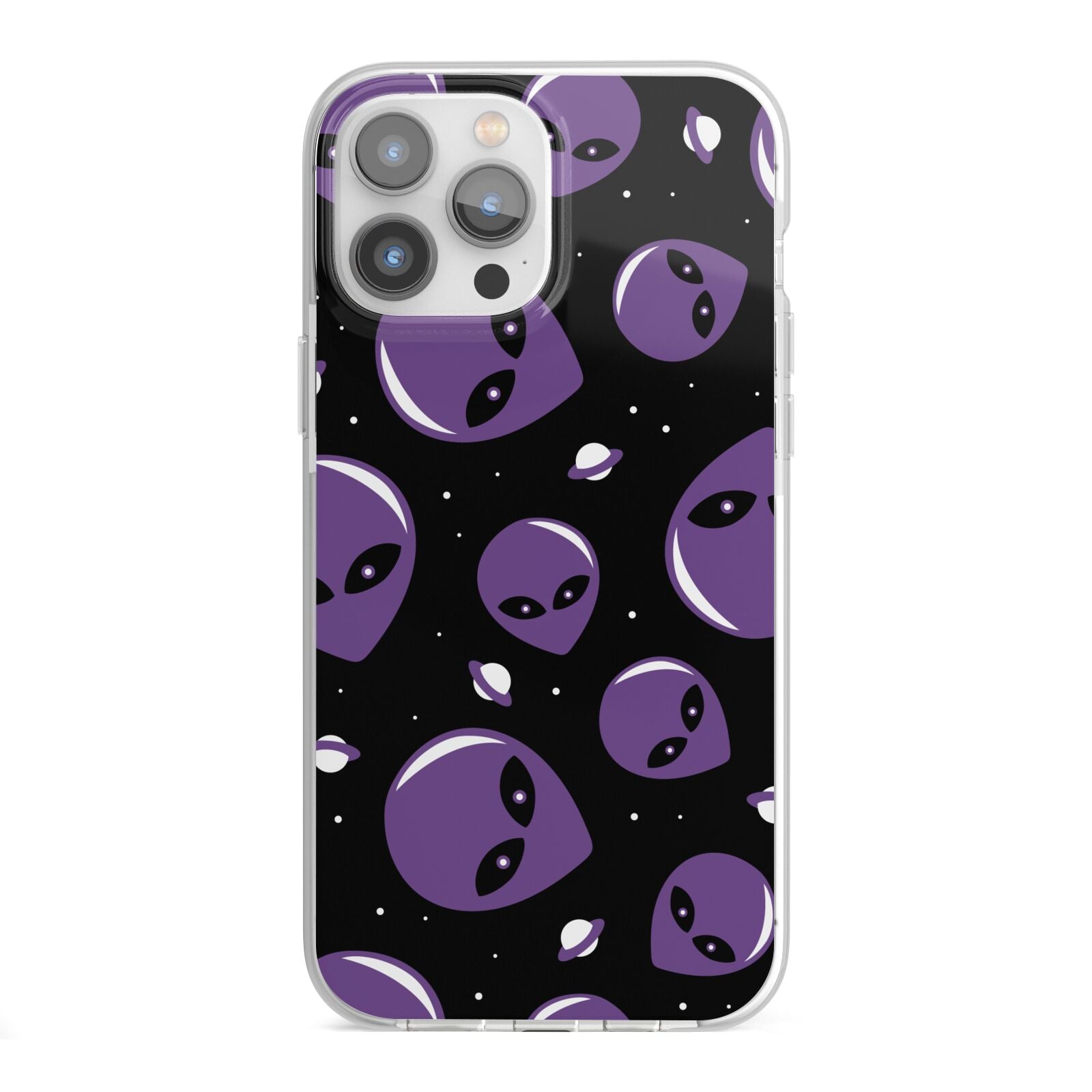Alien Faces iPhone 13 Pro Max TPU Impact Case with White Edges