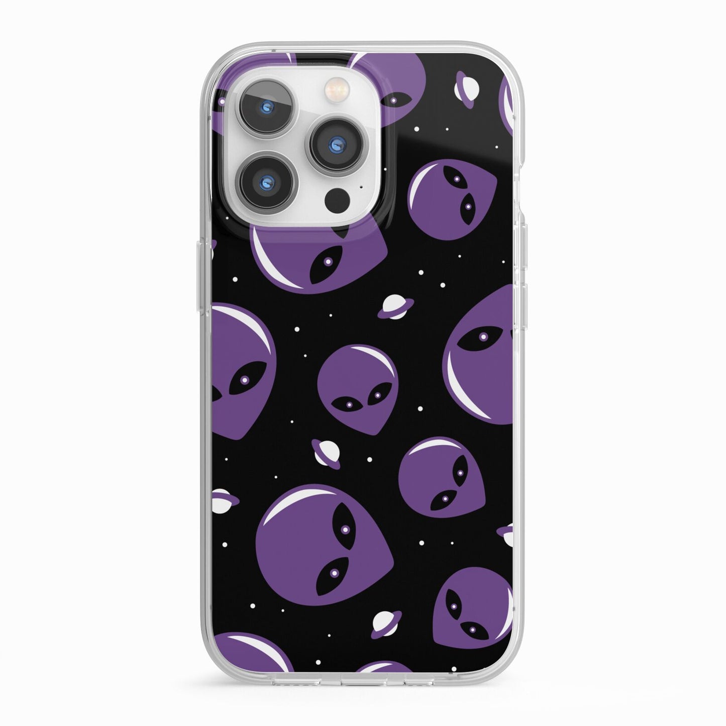 Alien Faces iPhone 13 Pro TPU Impact Case with White Edges