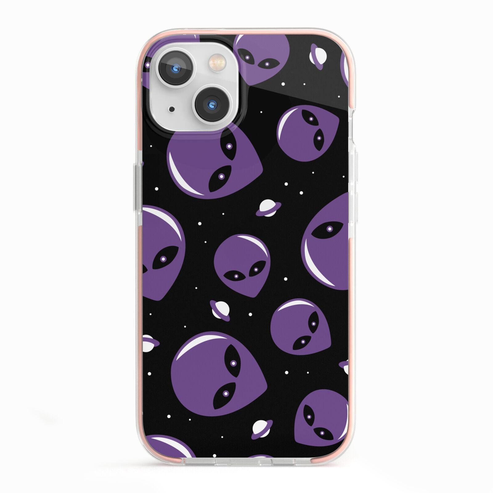 Alien Faces iPhone 13 TPU Impact Case with Pink Edges