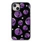 Alien Faces iPhone 14 Plus Black Impact Case on Silver phone