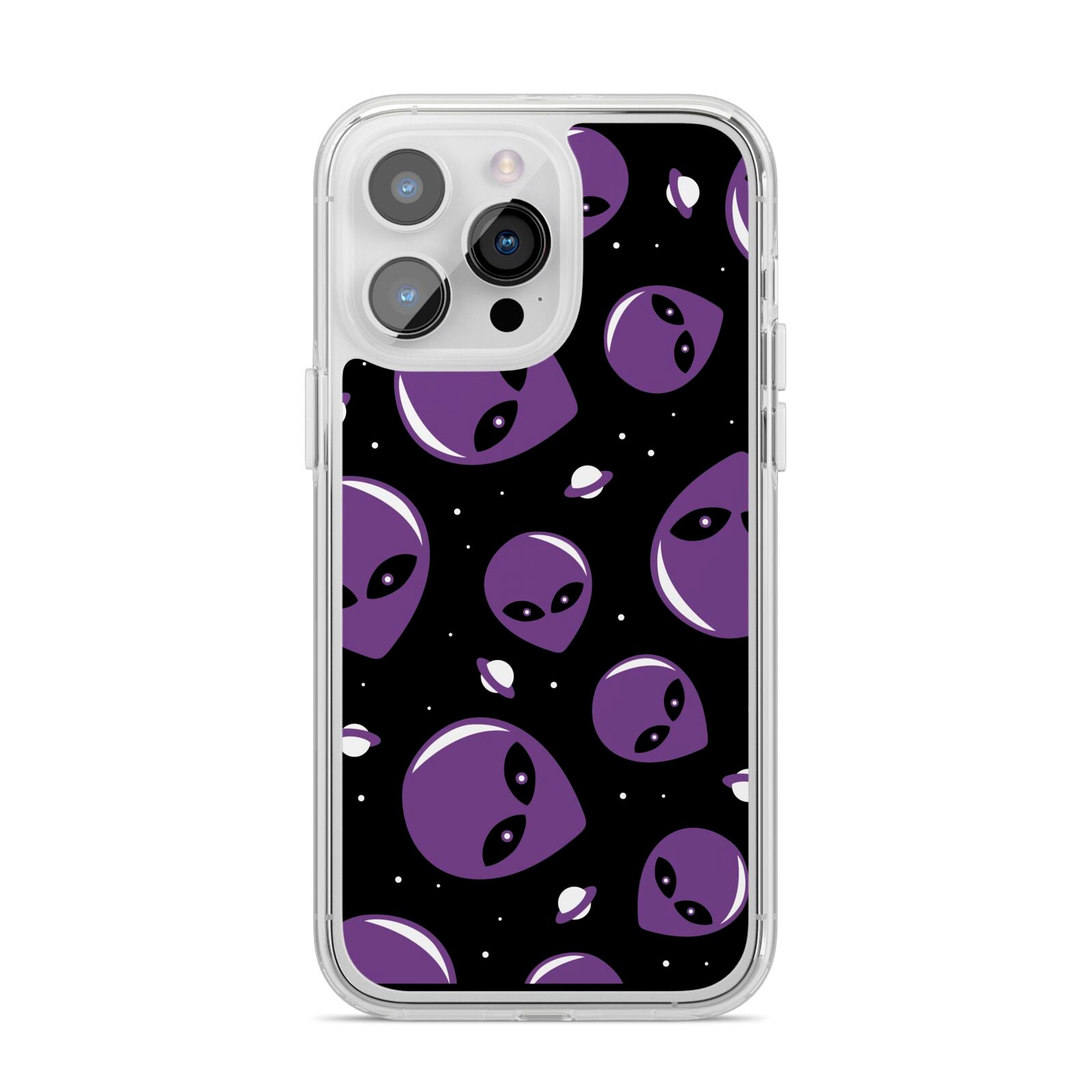Alien Faces iPhone 14 Pro Max Clear Tough Case Silver