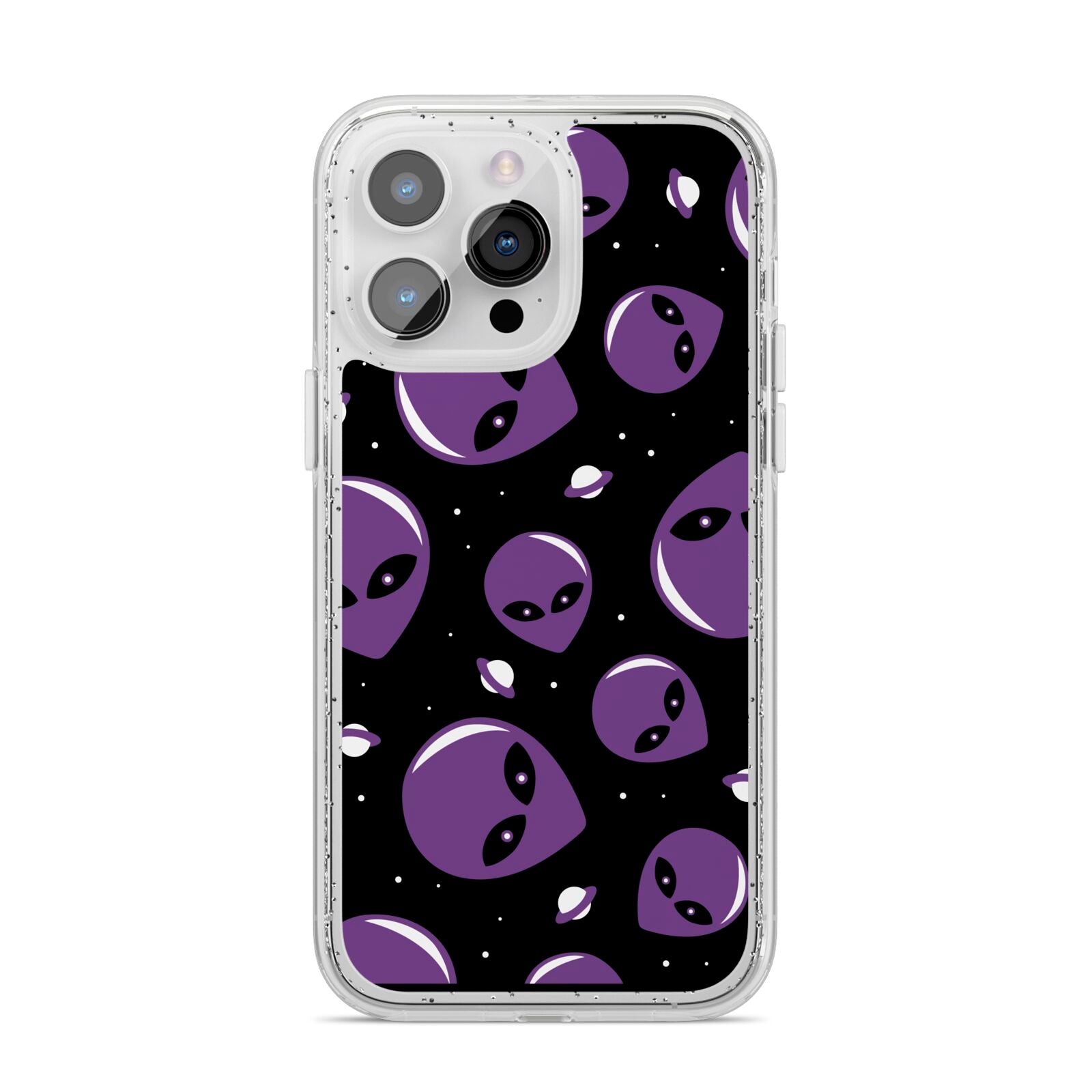 Alien Faces iPhone 14 Pro Max Glitter Tough Case Silver