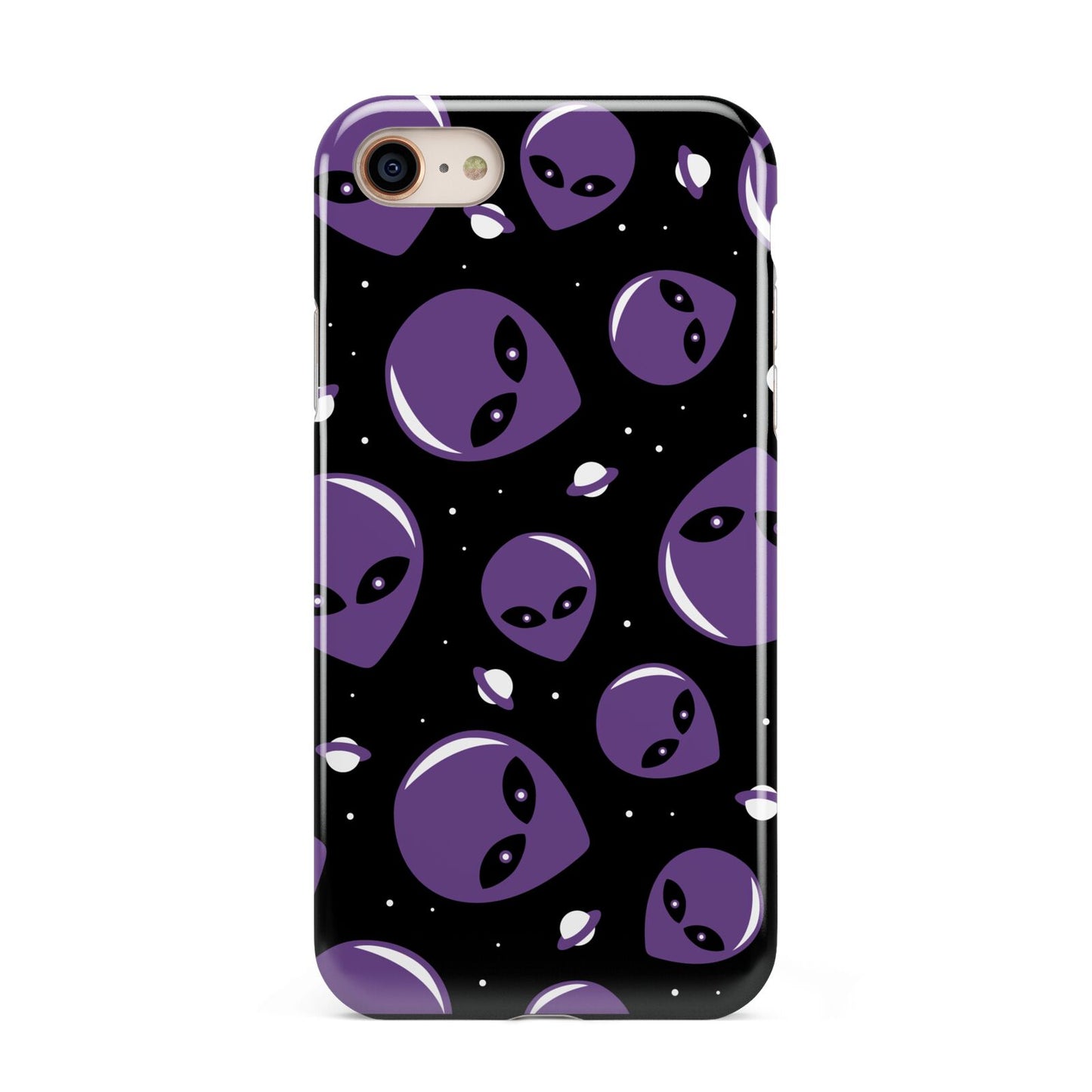 Alien Faces iPhone 8 3D Tough Case on Gold Phone
