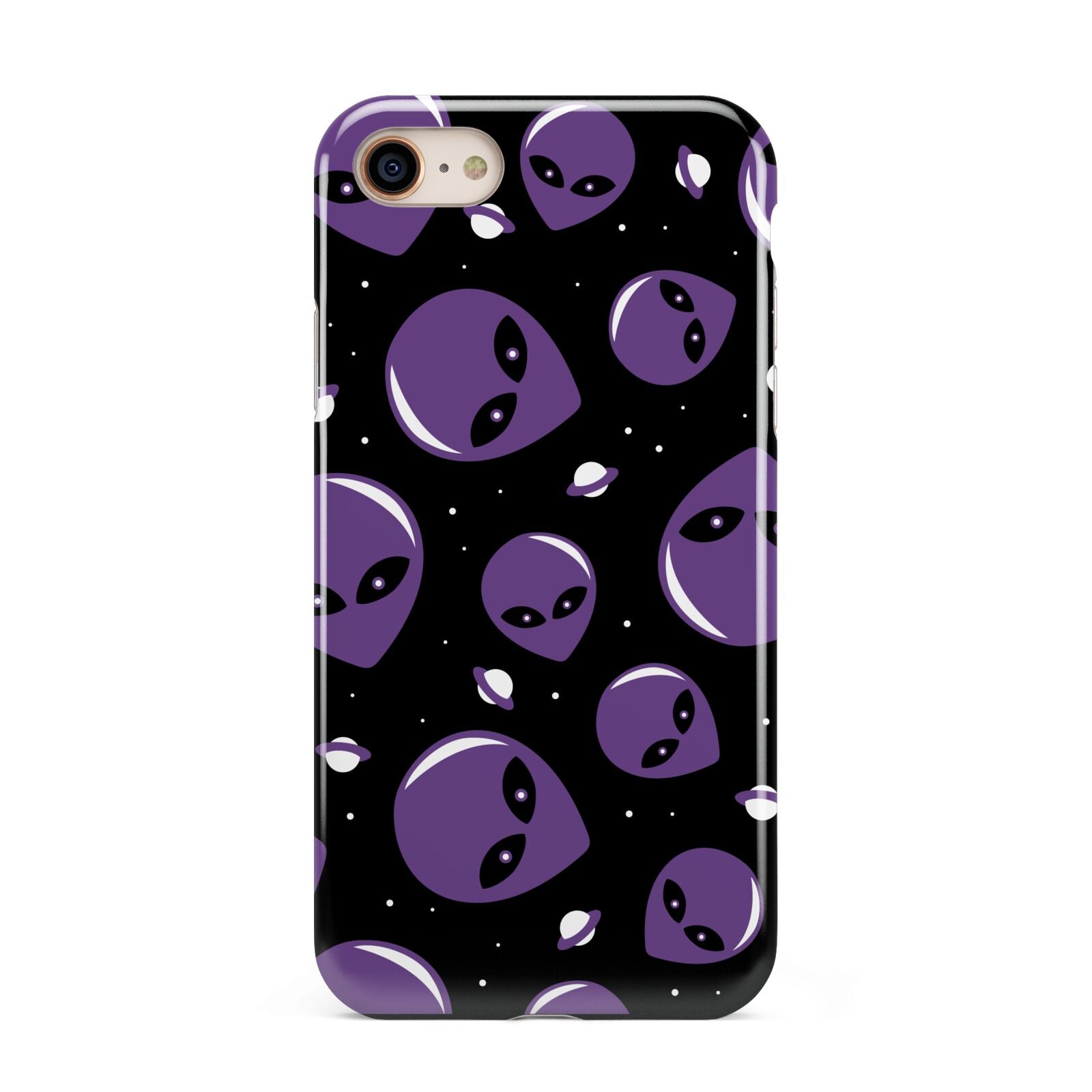 Alien Faces iPhone 8 3D Tough Case on Gold Phone