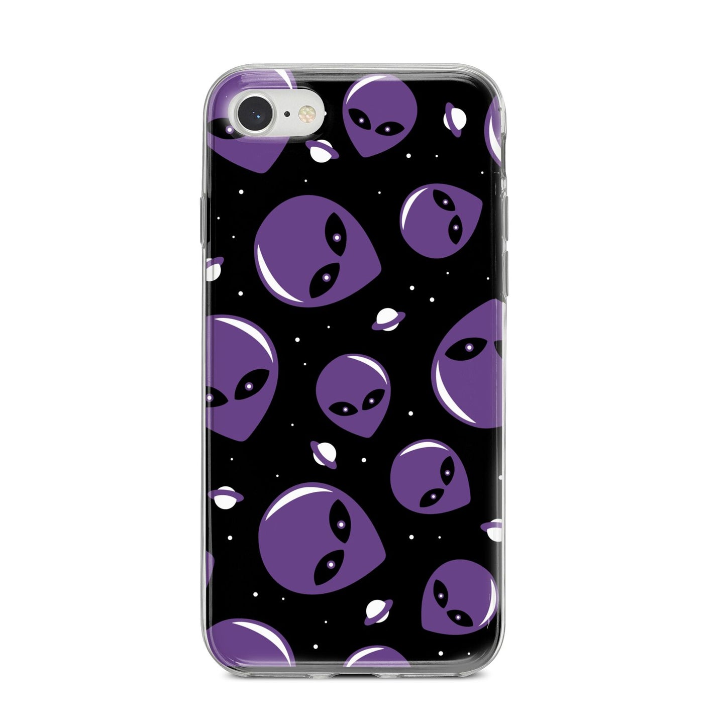 Alien Faces iPhone 8 Bumper Case on Silver iPhone
