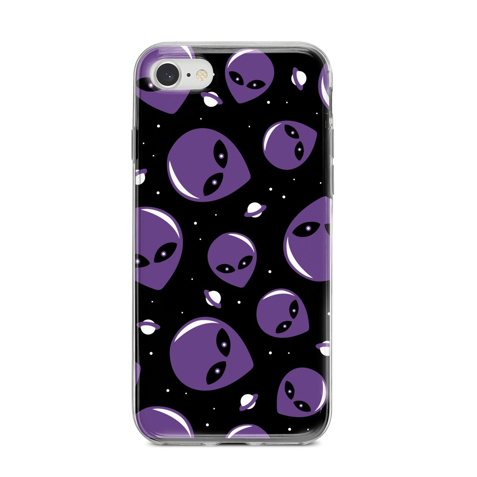 Alien Faces iPhone 8 Bumper Case on Silver iPhone