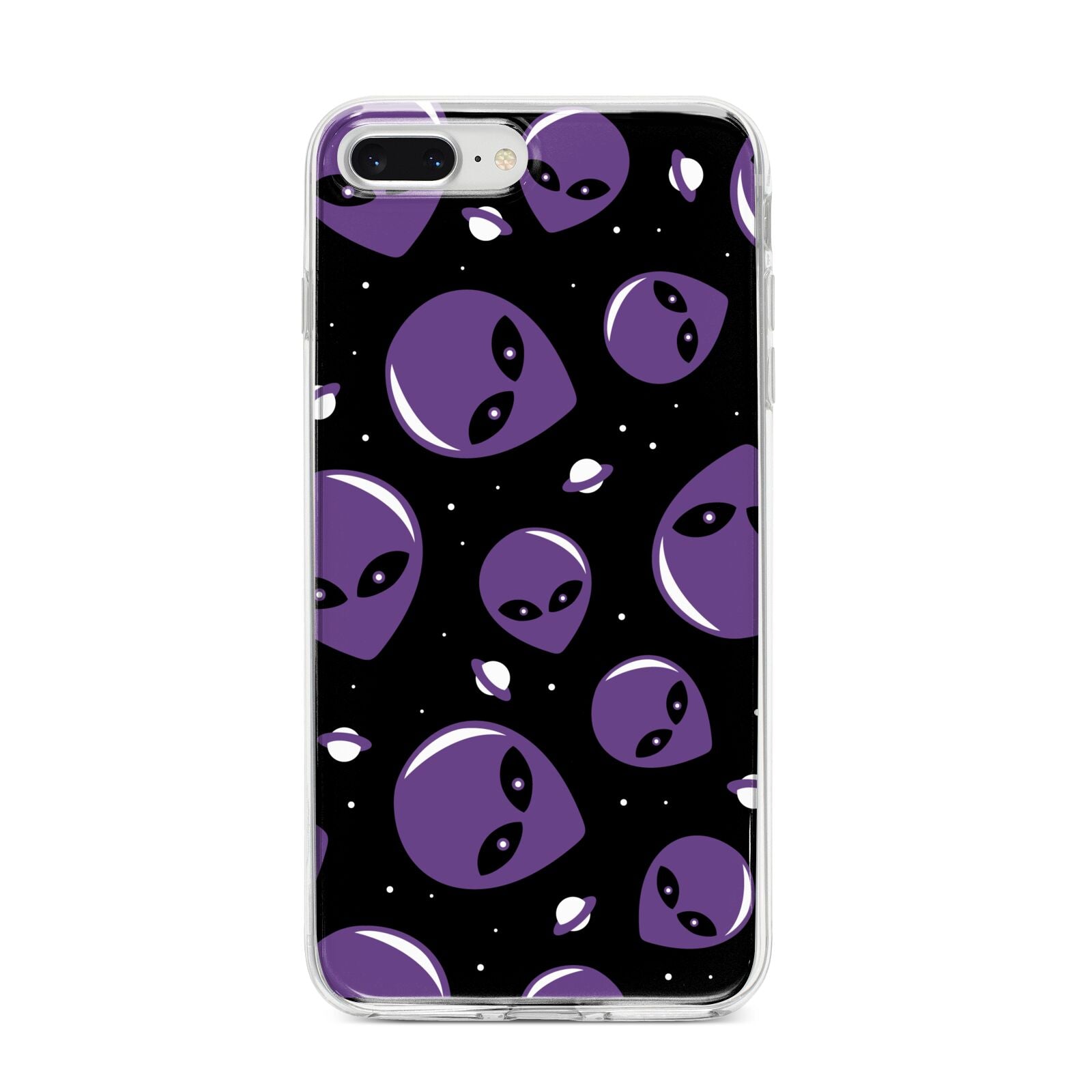 Alien Faces iPhone 8 Plus Bumper Case on Silver iPhone