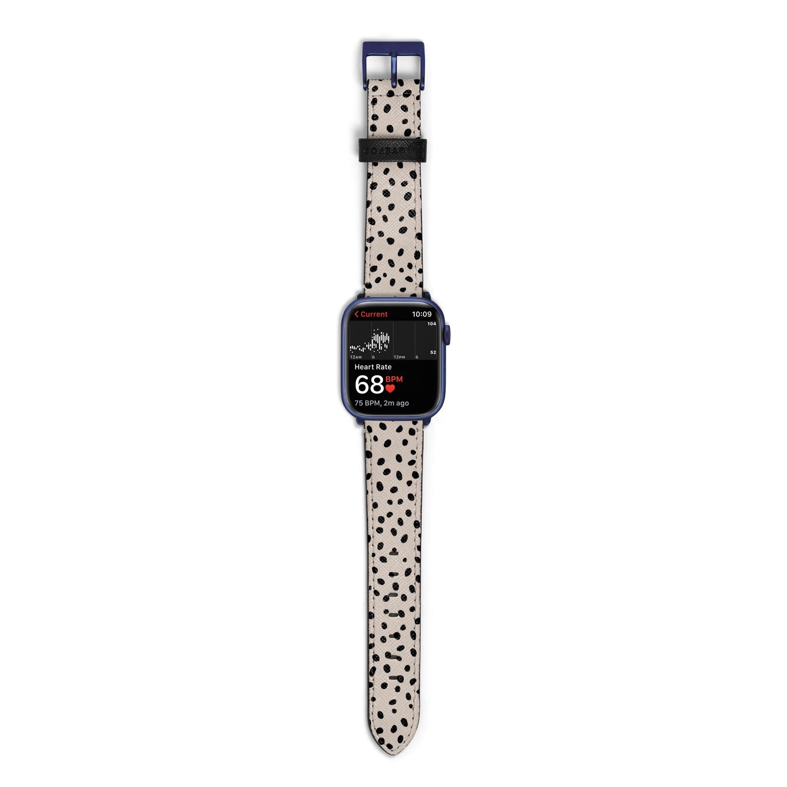 Almond Polka Dot Apple Watch Strap Size 38mm with Blue Hardware