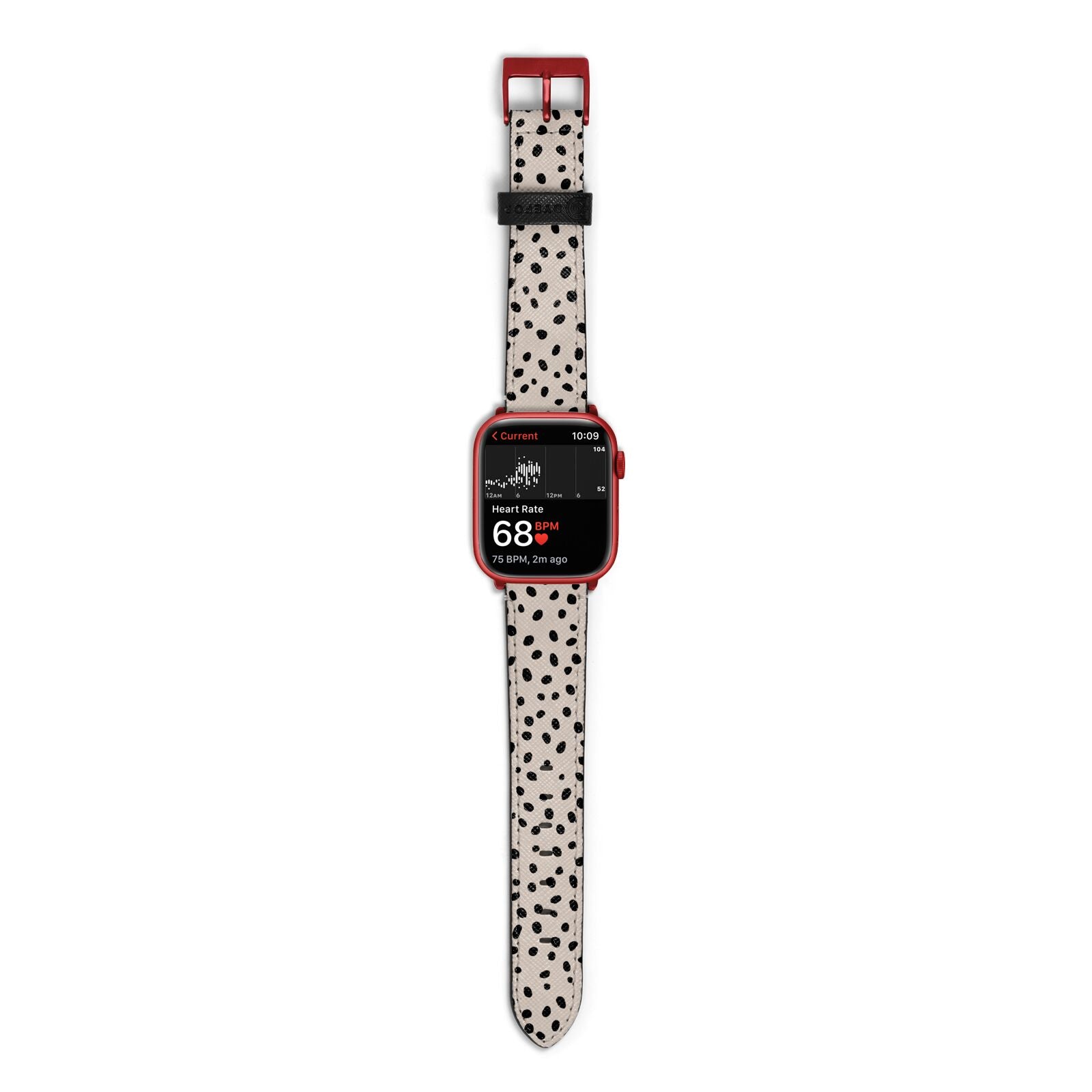 Almond Polka Dot Apple Watch Strap Size 38mm with Red Hardware