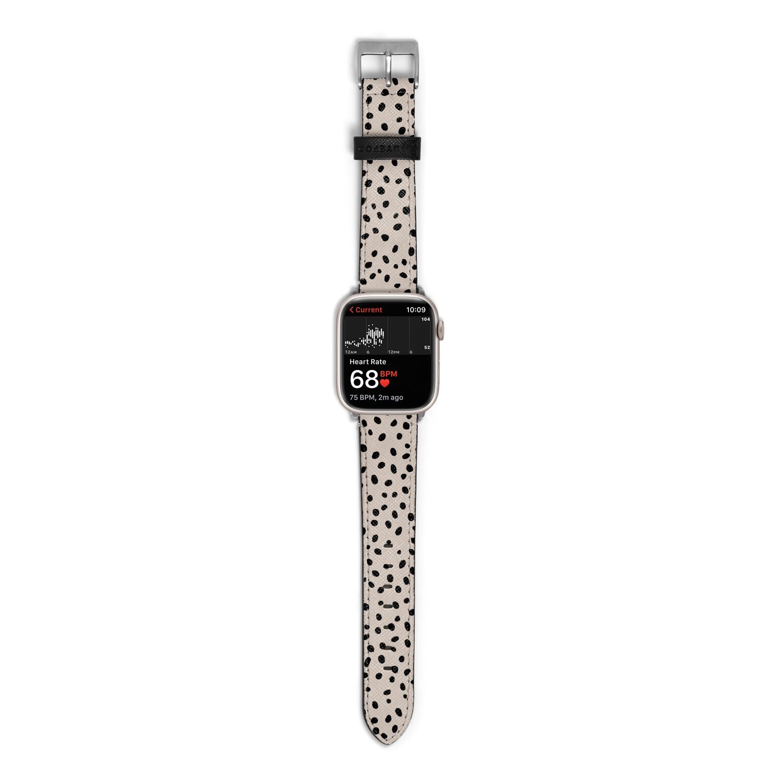 Almond Polka Dot Apple Watch Strap Size 38mm with Silver Hardware