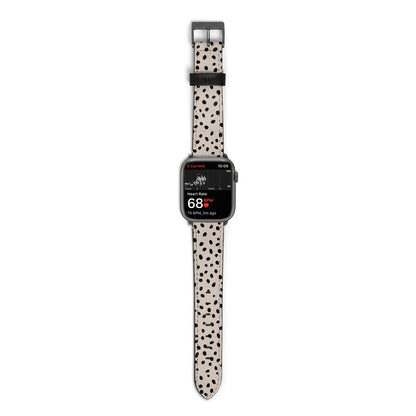 Almond Polka Dot Apple Watch Strap Size 38mm with Space Grey Hardware