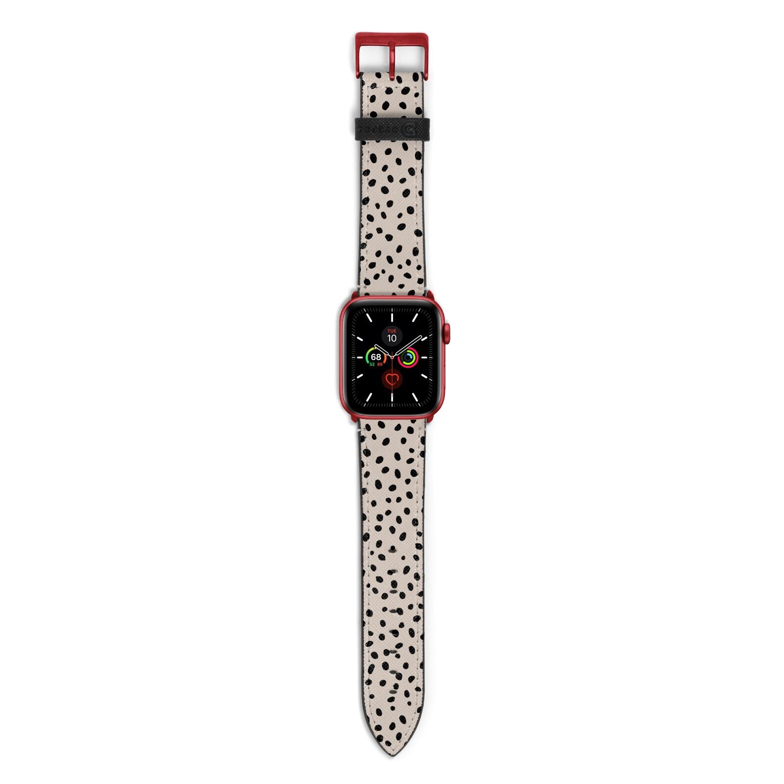 Almond Polka Dot Apple Watch Strap with Red Hardware