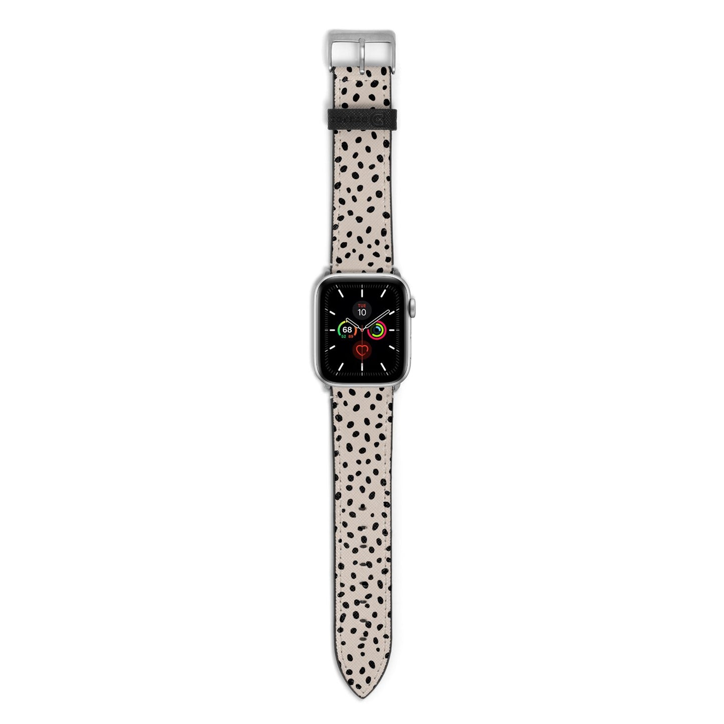 Almond Polka Dot Apple Watch Strap with Silver Hardware