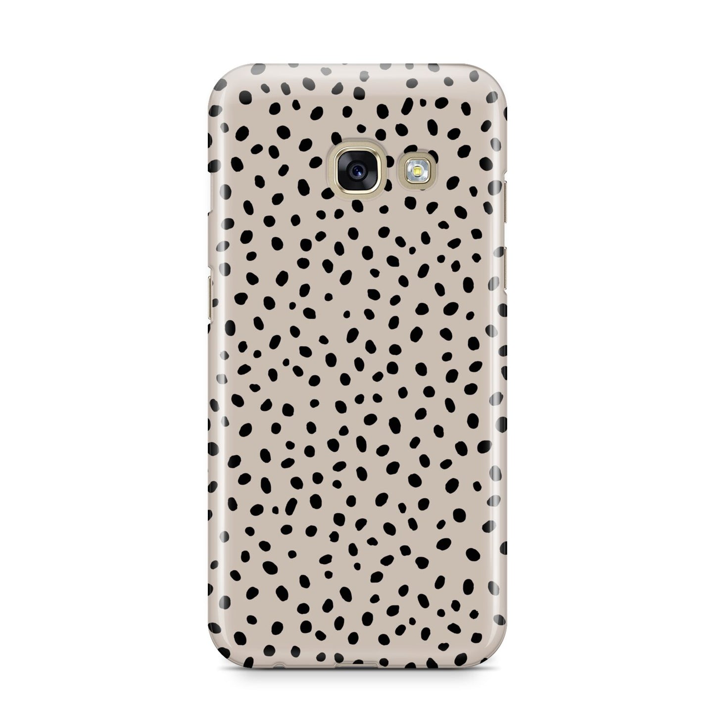 Almond Polka Dot Samsung Galaxy A3 2017 Case on gold phone