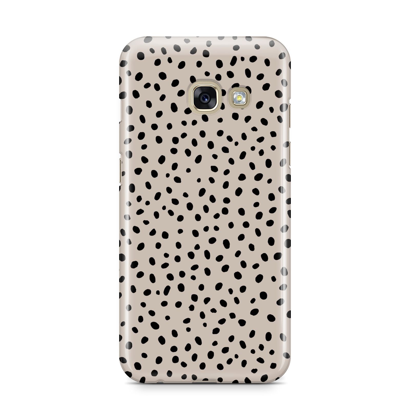 Almond Polka Dot Samsung Galaxy A3 2017 Case on gold phone
