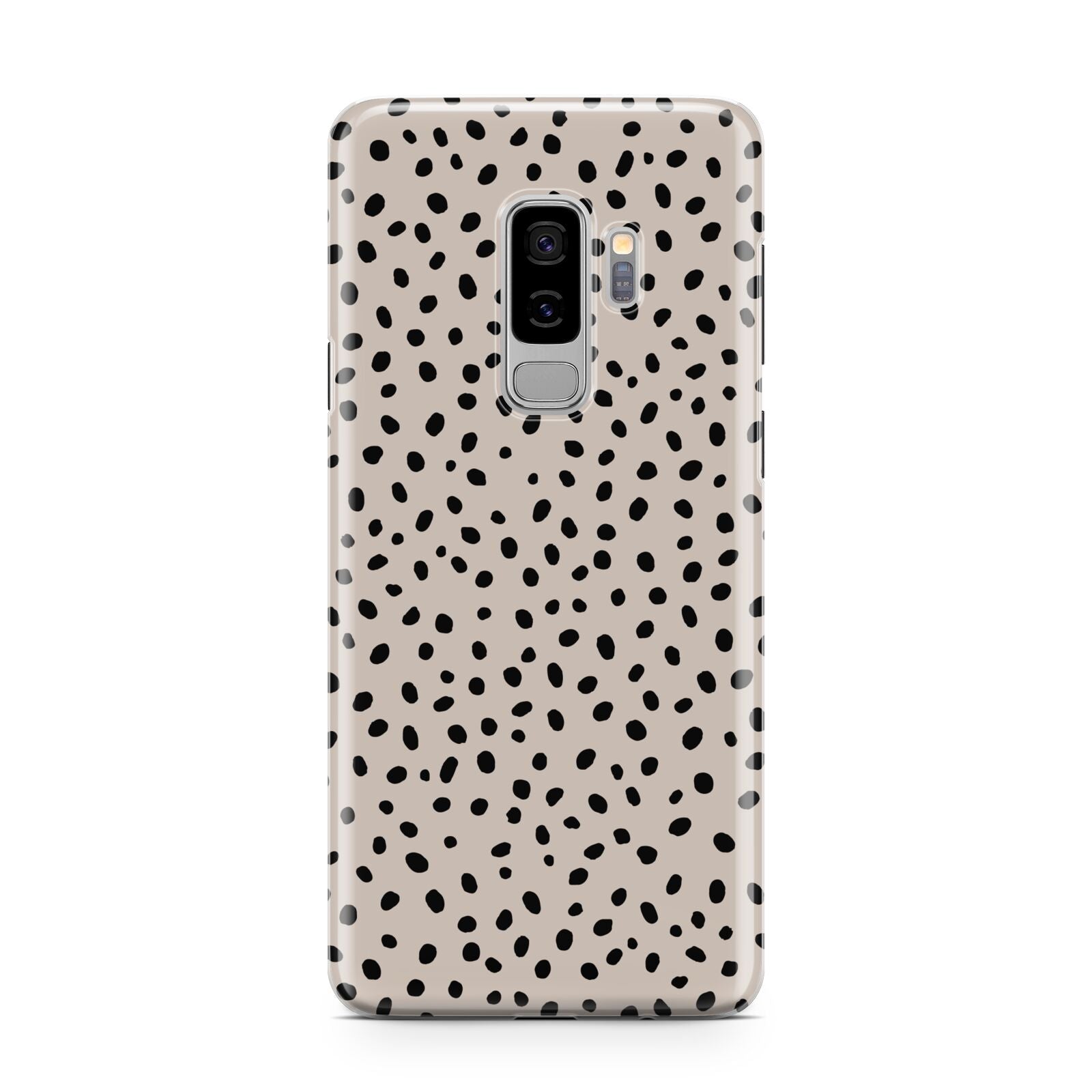 Almond Polka Dot Samsung Galaxy S9 Plus Case on Silver phone