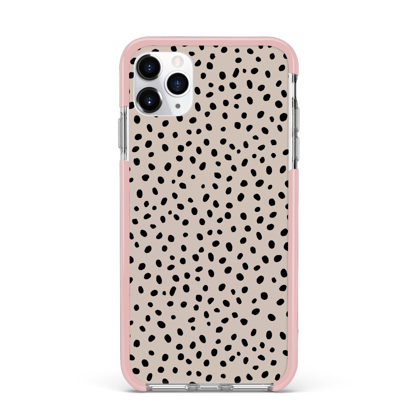 Almond Polka Dot iPhone 11 Pro Max Impact Pink Edge Case