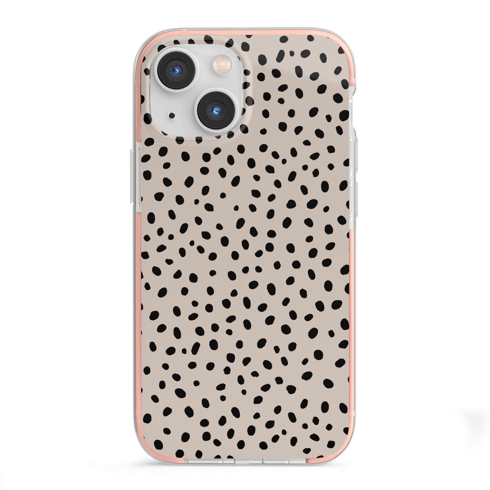 Almond Polka Dot iPhone 13 Mini TPU Impact Case with Pink Edges