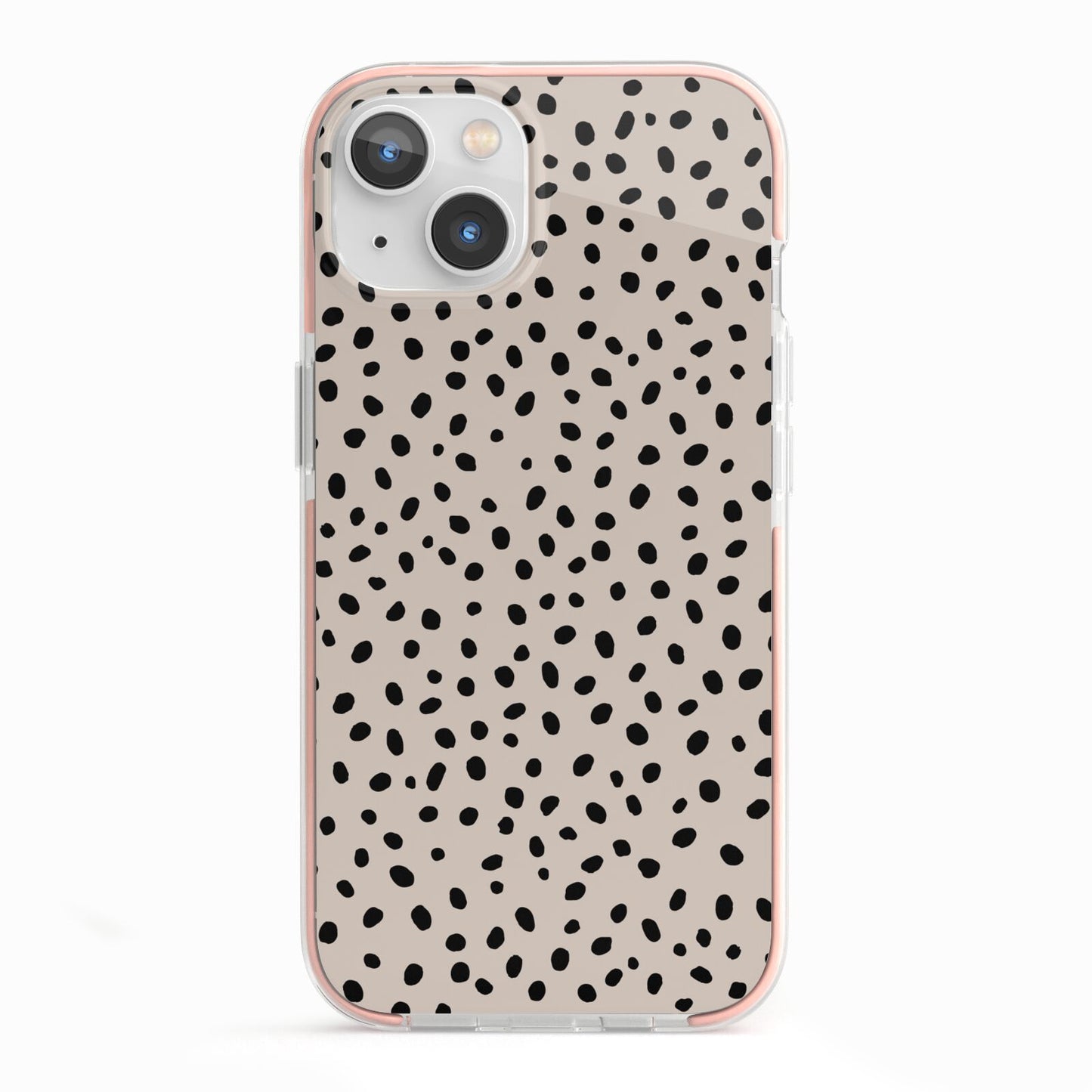 Almond Polka Dot iPhone 13 TPU Impact Case with Pink Edges