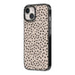 Almond Polka Dot iPhone 14 Black Impact Case Side Angle on Silver phone