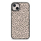 Almond Polka Dot iPhone 14 Plus Black Impact Case on Silver phone