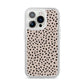 Almond Polka Dot iPhone 14 Pro Clear Tough Case Silver
