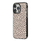 Almond Polka Dot iPhone 14 Pro Max Black Impact Case Side Angle on Silver phone