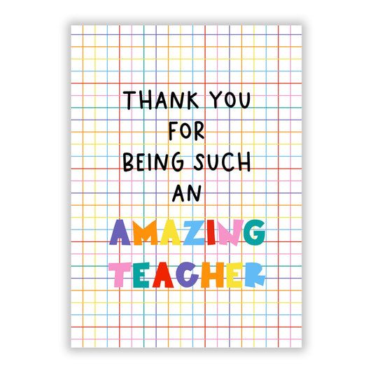 Amazing Teacher A5 Flat Greetings Card