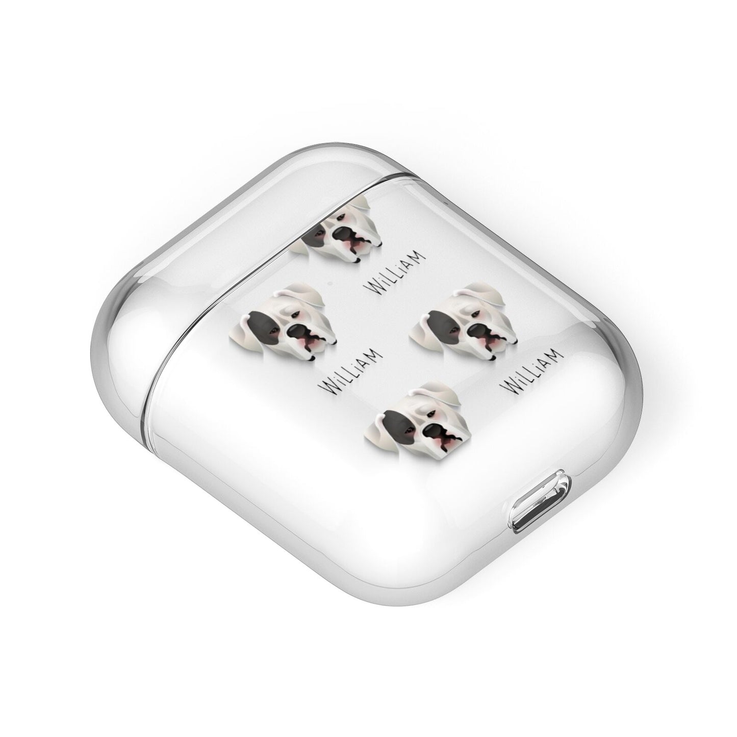 American Bulldog Icon with Name AirPods Case Laid Flat