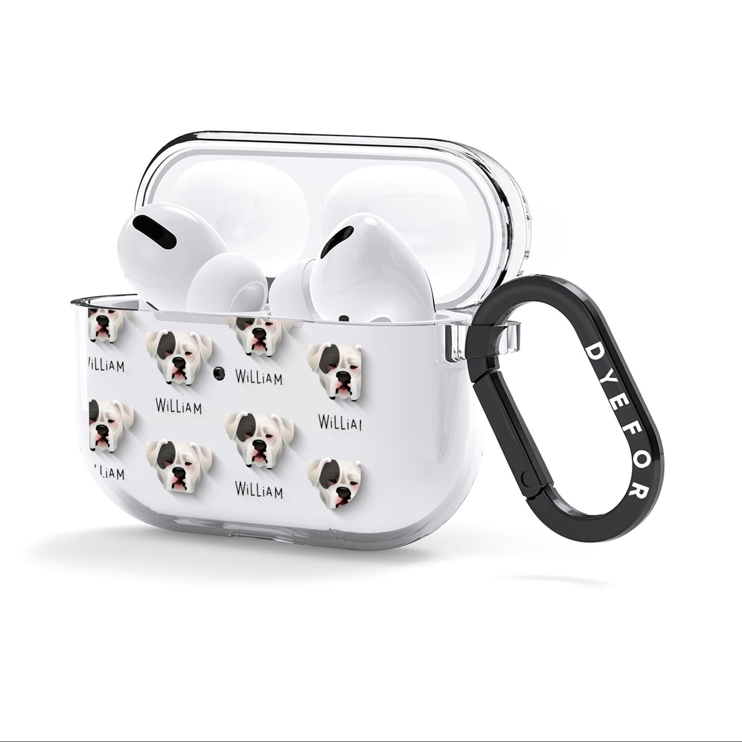 American Bulldog Icon with Name AirPods Clear Case 3rd Gen Side Image