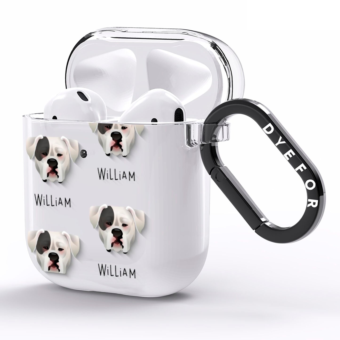 American Bulldog Icon with Name AirPods Clear Case Side Image