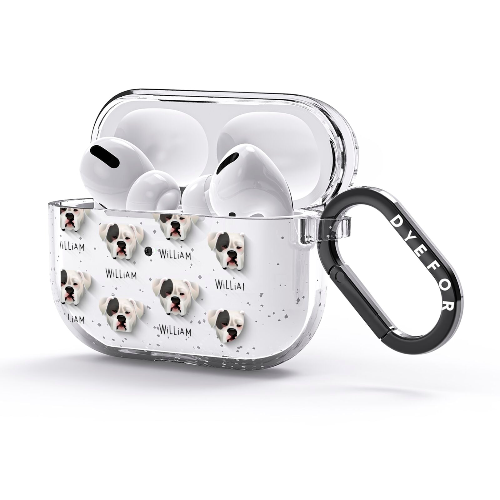 American Bulldog Icon with Name AirPods Glitter Case 3rd Gen Side Image