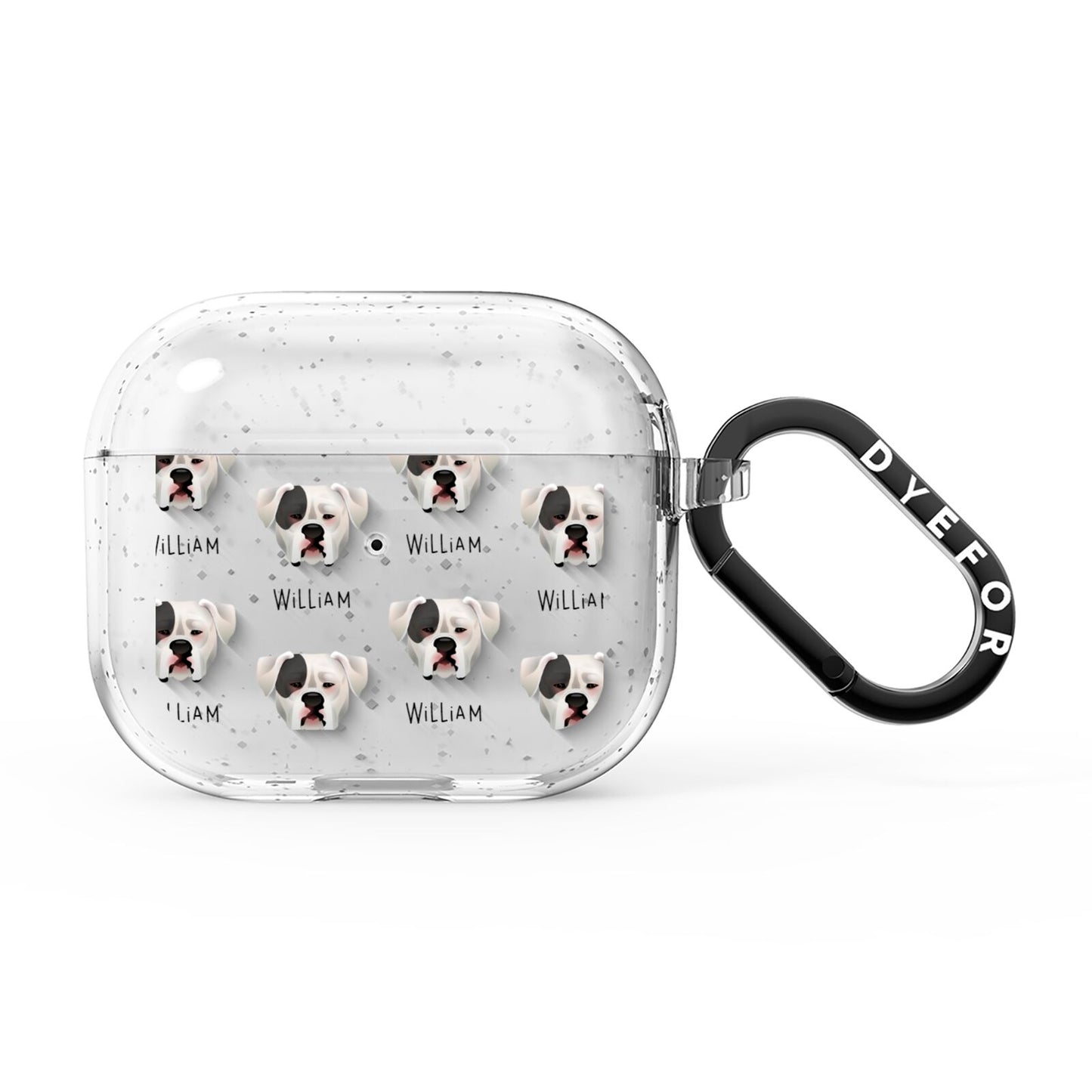 American Bulldog Icon with Name AirPods Glitter Case 3rd Gen